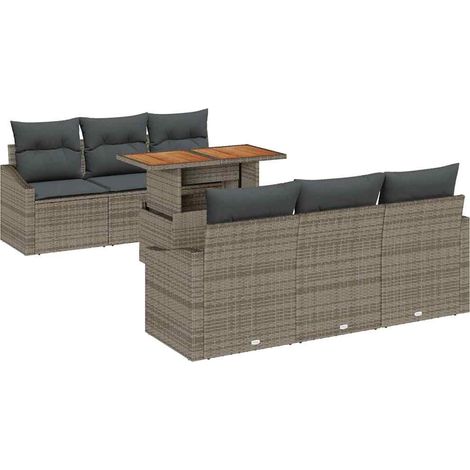 Garden Sofa Set with Cushion Manual 7 pcs Grey and Brown vidaXL