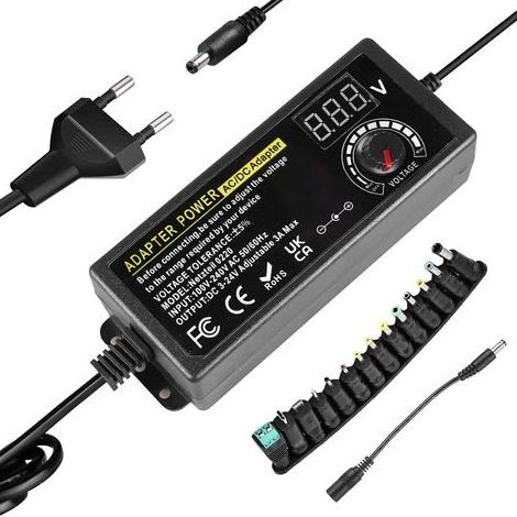Alimentation universelle réglable 3V-24V, 3A, 72W avec indicateur de tension LED et 14 broches, adaptateur secteur réglable pour appareils électroniques domestiques, moteur CC, 3000mA Max. (1/5)