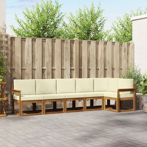 vidaXL Outdoor-Sofagarnitur 6 Stk. Natur und Creme (1/5)