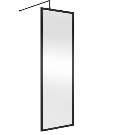 Balterley Bilbrook Contemporary Bathroom 8mm Glass Full Outer Frame Wetroom Screen, Matt Black, 1950 x 700 x 1000mm (1/4)