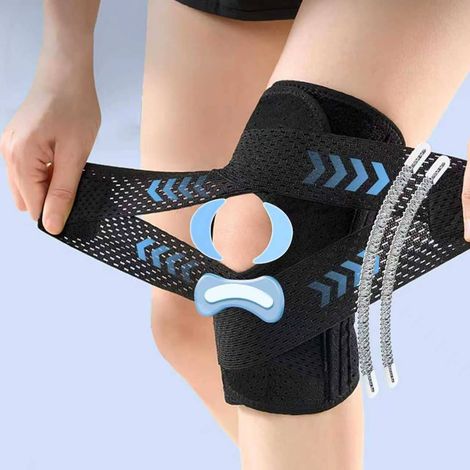 Attelle de genou ultra respirante avec stabilisateurs latéraux, pour déchirures de ménisque, douleurs au genou, arthrite, blessures aux ligaments ACL et MCL, soutien ajustable, homme/femme (1/4)