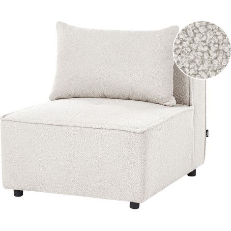 Sillón modular de bouclé módulo de 1 asiento sala de estar moderno blanco crema Axebo (1/5)