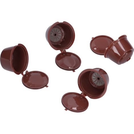 Capsule de café rechargeable, filtre à café réutilisable pour machine Dolce Gusto avec cuillère, couleur marron brossé