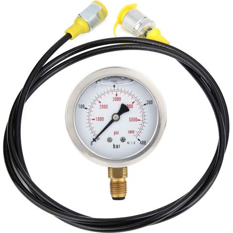 Hydraulic Pressure Gauge Kit M162-BSP1/4 0400BAR/6000PSI Pressure Test Gauge Hose 1.5m (1/5)