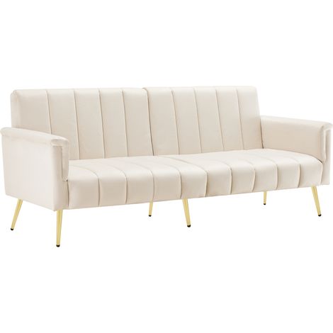 Canapé convertible avec pieds de support velours beige 183.00x76.00x75.00 cm ZIPSOFA (1/5)