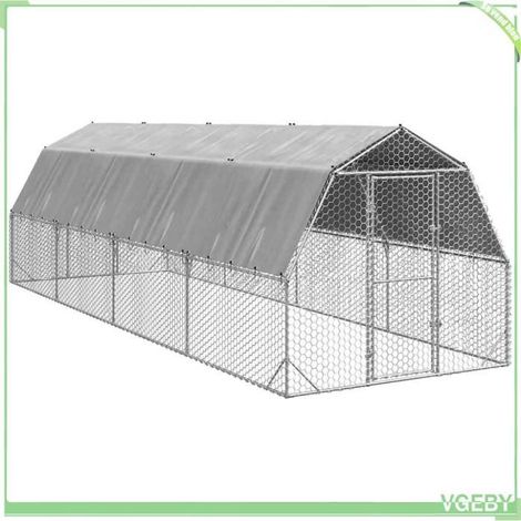 Poulailler - 3328523 - Acier galvanisé - 20 m² (2,5×8×2,25 m) - Toit PE (1/5)