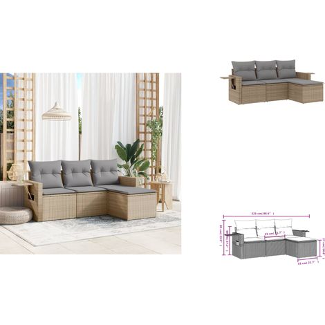 Salon de jardin avec coussins 4 pcs beige résine tressée - Ensemble Salon De Jardin - Meuble Extérieur - Résine Tressée - Rotin Synthétique - Mobilier De Jardin (1/3)