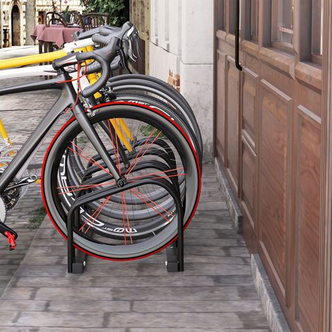 Râtelier 4 vélos range-vélos support de rangement pneu 65 mm sol ou mural pour VTT enfants BMX 110 x 33 x 27 centimètres acier noir