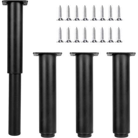 4 Pièces Pieds de Meubles Réglables 18-30cm Pieds de Canapé en Métal avec 16 Vis Pieds de Meubles Metal Noir Pieds de Lit Metal pour Table Chaise Armoires Canapé Jambe (1/4)