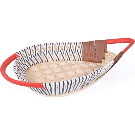 Cesto a foglia in vimini di carta, 53x32x8 cm (kit da 3) (1/4)