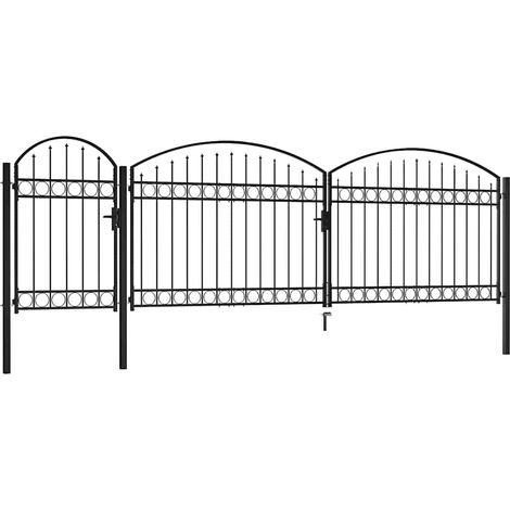 Maison Exclusive - Puerta de valla jardín con arco superior acero (1/5)