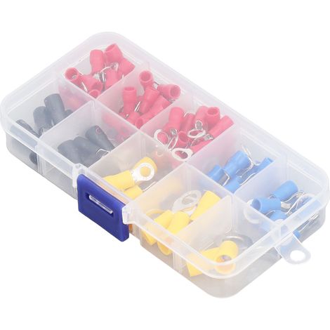Kit d'assortiment de 102 cosses annulaires isolées, 10 spécifications différentes, connecteurs de fils ignifugés (1/5)