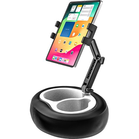 Support Tablette Coussin, Coussin Support Tablette pour Lit Genoux Canapé avec Rotation 360° Réglable pour iPad Pro, Air Mini, Kindle, Galaxy Tab, Téléphone, 4-13" (Cuir Souple, Noir) (1/5)