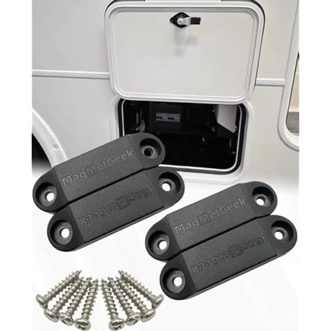 Kit de loquet de porte magnétique et de support pour bagages – Loquet de porte magnétique pour garder la porte ouverte pour camping-car, voyage, remorques de voyage, camping-car (noir 2 paires) (1/5)