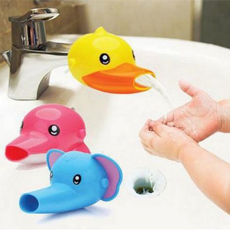 JSSEVN - 3pcs Faucet Extension Faucet Extender for Child Baby Hand Washing Cartoon Animal Design Bathroom Sink (1/5)