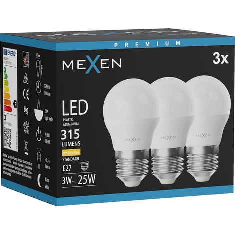 Mexen Nova 3x Ampoule LED E27, G45, 3W, Chaude - 3000K, 315 lm - L101-E27-0330-01x03 (1/3)