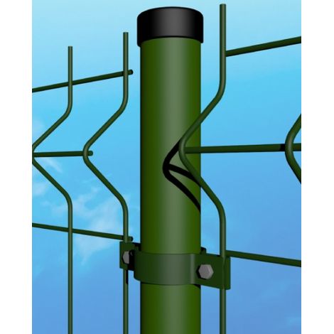 Palo Tubolare Tondo Verde Diametro 48mm - Altezza Palo 200 cm - Completo di 3 Collari per Fissaggio (1/3)
