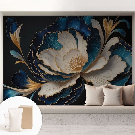 Papier peint avec colle pour décoration moderne de salon chambre à coucher cuisine et bureau Facile Motif floral 208x146 cm (1/5)