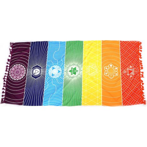 Serviette De Plage - Polyester Doux Avec Franges Style Indien - Pour Yoga Et Bain De Soleil - 150x70cm (1/5)