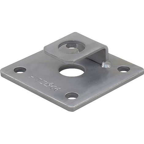 PITZL 5-Lochplatte für M24  mit Sicherungslasche 100x100x6 ZiNiP beschichtet