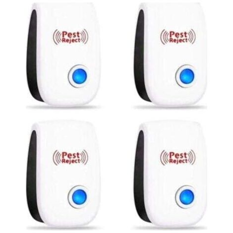 Répulsif Ultrasonique Anti-Rongeurs et Insectes Électrique (4 Paquets) + Décrit comme Inoffensif et Sans Produits Chimiques, Idéal pour Maisons, Magasins, Hôtels (1/4)