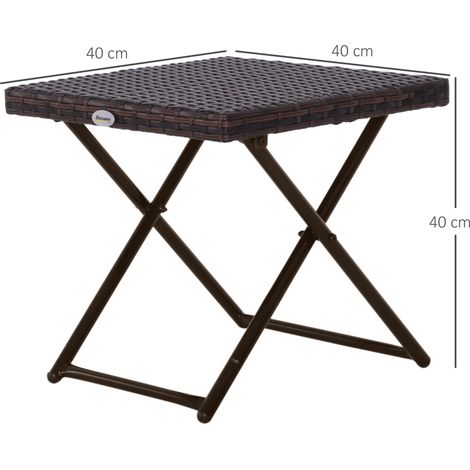 Table d'appoint pliante en polyrotin, table basse, table plateau, table de balcon, table de jardin, table de canapé, table à thé, mobilier de jardin, table en rotin pour jardin, terrasse, balcon, 40 x (1/5)