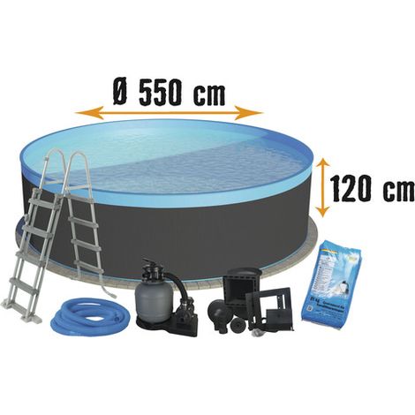 [GEBRAUCHT] B-Ware Planet Pool Rundbecken 5,50 X 1,20 M Schwimmbecken Pool Swimmingpool Anthrazit