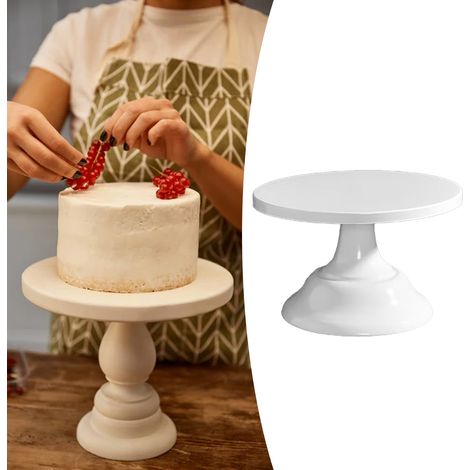 Présentoir à gâteaux rond en métal blanc, style européen, antidérapant, idéal pour mariages, fêtes et anniversaires. Petit modèle. (1/5)