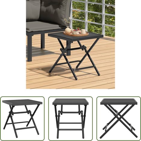 Table extérieure en acier - Table de jardin pliable anthracite 38x38x38 cm Treillis d'acier (1/5)