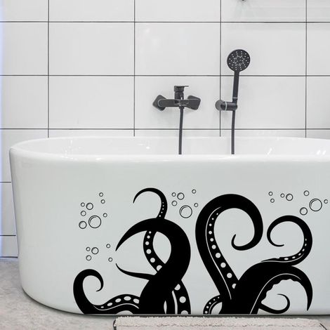 Lot 60x30cm Autocollants de Baignoire 3D Antidérapants Océan, Décor Adhésif Salle de Bain Sécurité Enfant, Stickers Sol Non-Glissant pour Baignoire et WC (1/5)