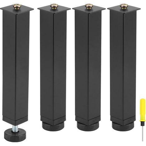 Lot de 4 Pieds Réglables 20-22 cm pour Sommier à Lattes - en Acier Robuste - Vis Incluses (1/5)