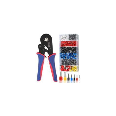 Set di pinze crimpatrici per puntalini da 0,08-16 mm² con 1200 puntalini, 9 tipi di puntalini per fili isolati di alta qualità, pinza crimpatrice autoregolante per puntalini per fili per progetti elet