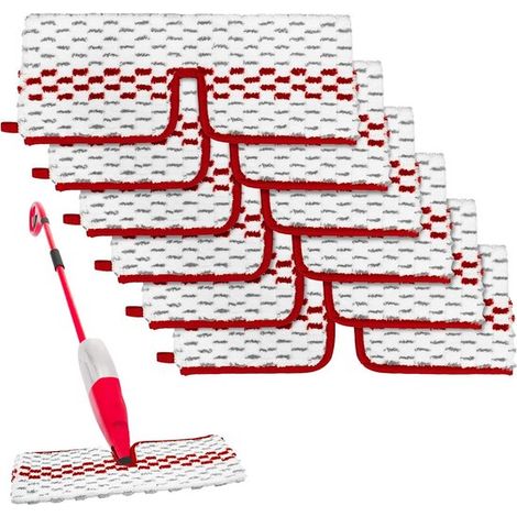 Lingettes de rechange - 6 pièces - Pour balai à franges Vileda 1-2 Spray MAX/o-cedar ProMist Max - Utilisation humide et sèche - Lingettes de rechange en microfibre - Balai à franges lavable en microf (1/5)