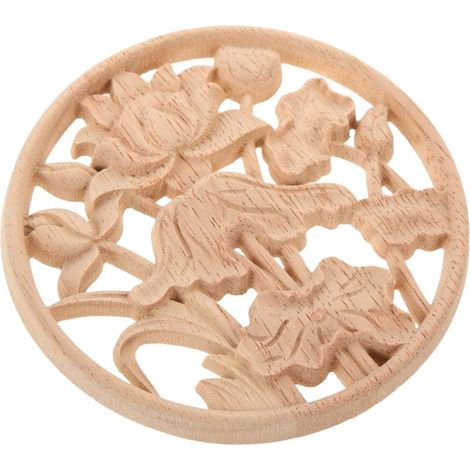 TEHAUX Applique décorative en bois sculpté, disque pour porte de (1/5)