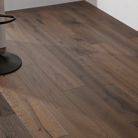 Parquet contrecollé chêne Rustique fumé choix EF - 14/3 x 190 x 1900 mm - huilé brossé, clipsable - botte de 2,16 m² (1/5)