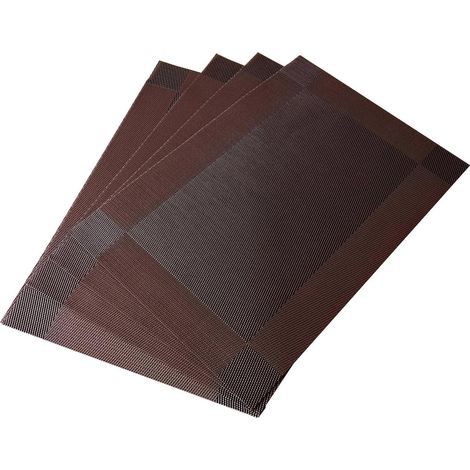 Lot de 4 sets de table - Sets de table - Sets de table résistants à la chaleur - Sets de table marron - Napperons marron - PVC finement tissé (1/5)