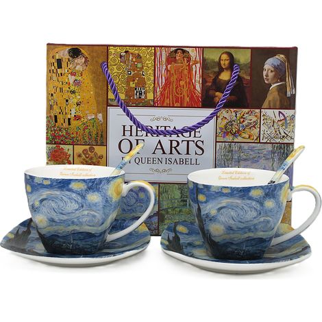 Set di 2 tazze in porcellana "Notte stellata" di Van Gogh da 250 ml, perfette come regalo. (1/5)
