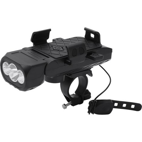 Éclairage vélo multifonctionnel en 1 avec batterie externe, klaxon et support pour téléphone pour le cyclisme nocturne (1/5)