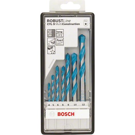 Bosch – Ensemble de forets béton 7 pièces – Ø 4-5-6-8-10-12 mm – Pour béton, maçonnerie, céramique – Résultats optimaux en rotation et percussion (1/10)
