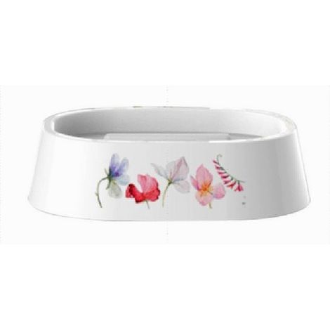 Cleafe - Portasapone Saponetta Accessorio Bagno Bianco In Plastica 13.2cm Con Fiori 69925 - (1/2)