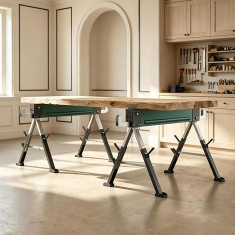 Il set comprende due parti rotanti metalliche pieghevoli, con una capacità di carico massima di 1160 kg, un'altezza regolabile da 64 a 81 cm e una maniglia per il trasporto in loco. (1/5)