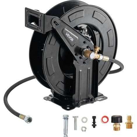 Pour tuyau 3/8 po 15,2 m, Dévidoir rétractable nettoyeur haute pression, lavage sol et auto, acier mural et sol 275,8 bar (1/5)