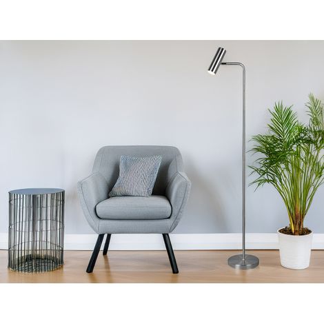 LED Stehlampe in Silber matt, Spot schwenkbar, Höhe 151cm