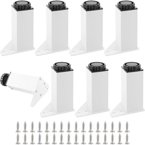 Lot de 8 pieds de meubles réglables en métal de, 100 à 115 mm Hauteur réglable Pieds d'armoire pour meubles, armoires, lit Profil carré : 40 x 40 mm (1/5)