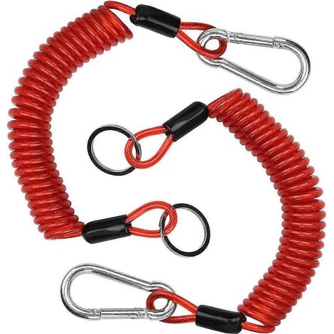 Lot de 2 câbles de sécurité détachables de 1,8 m pour remorque, câble de sécurité à ressort enroulé pour remorque, camping-car et caravane. (1/4)