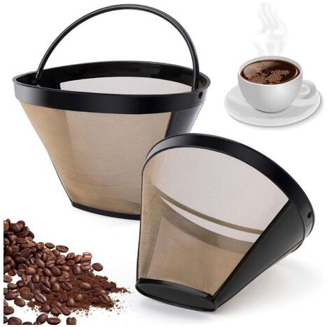 filtri per caffè permanenti, filtro riutilizzabile a 100 mesh per macchina da caffè, cucina, ufficio, bar, panetteria, lavabile in lavastoviglie, ricambio per la misura 4 (1/5)