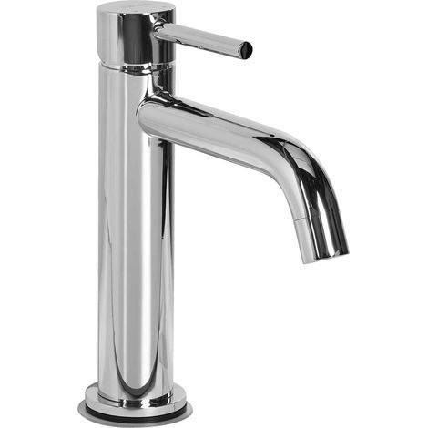 Grifo mezclador para lavabo de latón cromado moderno monomando 18 cm accesorios de baño plateado Salinas (1/5)