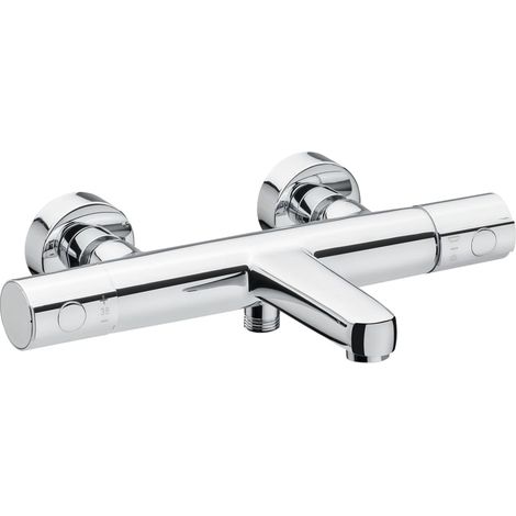 Cornat Derval DER2 - Termostato per vasca da bagno in ottone di alta qualità, cromato con maniglia di selezione della temperatura e barriera per acqua calda miscelatore monocomando per montaggio a par (1/5)