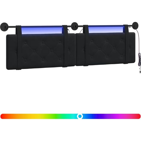 Maison Exclusive - Tête de lit suspendue Avec lumière LED Noir Velours (1/5)