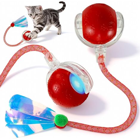Juguetes para gatos, juguetes para gatos de interior, juguetes interactivos para gatos, pelota interactiva automática giratoria de 360°, activación inteligente, luz LED, recargable mediante USB tipo C